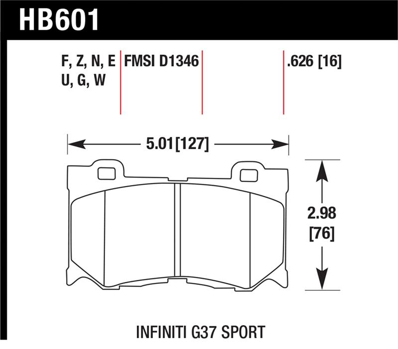 Infiniti G37 Brake Pads - Front - Hawk Performance - DTC-60 - `09-`10